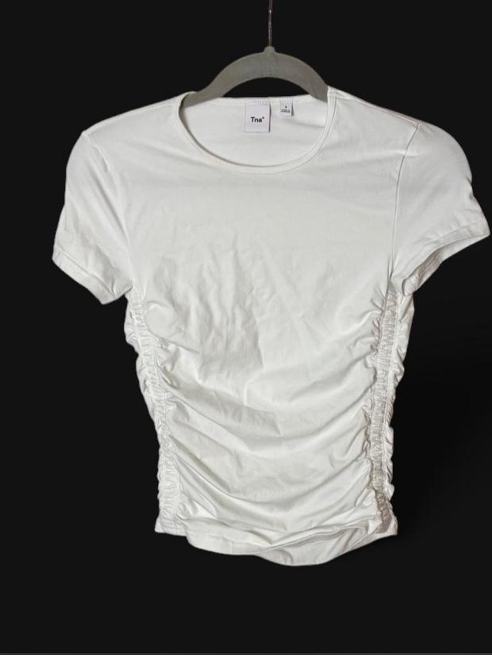 ARITZIA TNA- white ruched crop top- size: S